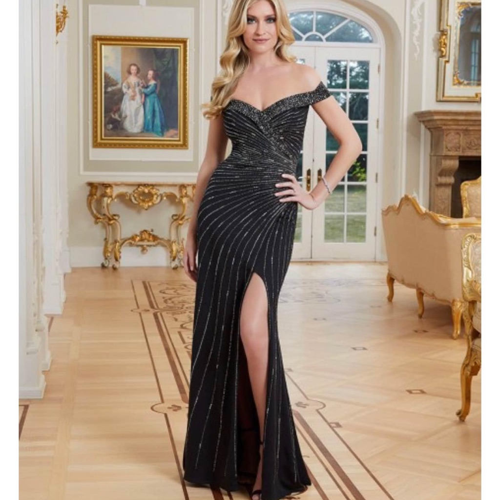 Elegant Black Off-Shoulder Evening Gown